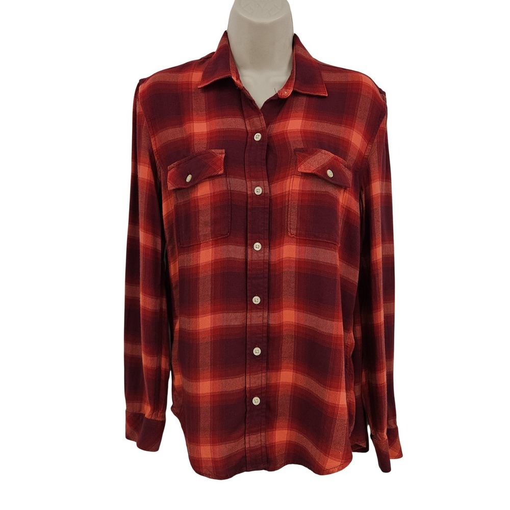 Gap Pendleton Shirt Women XS Red Plaid Button Up Rayon Long Sleeve Cozy Soft